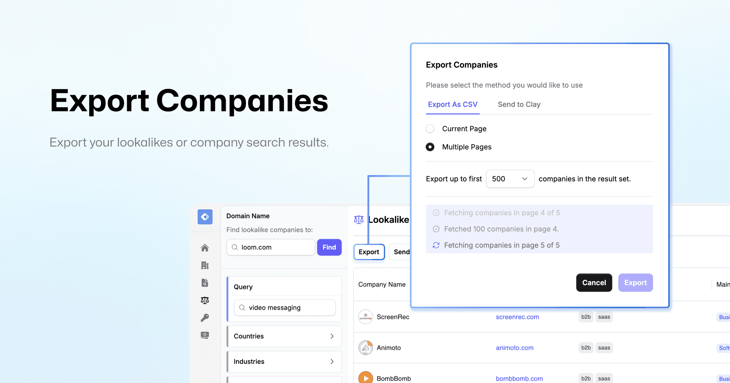 Export Lookalikes and Search Results